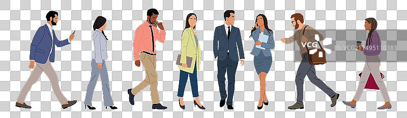 不同商务人士行走侧视图图案合集图片素材
