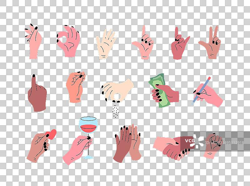 卡通彩色手势合集图片素材