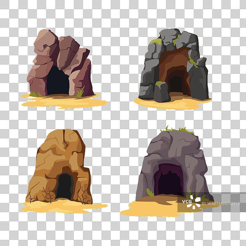 卡通彩色空石洞入口合集图片素材