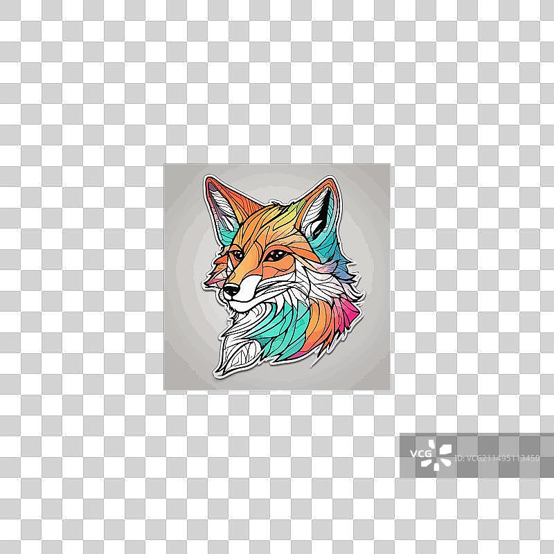 彩色背景狐狸绘画图片素材