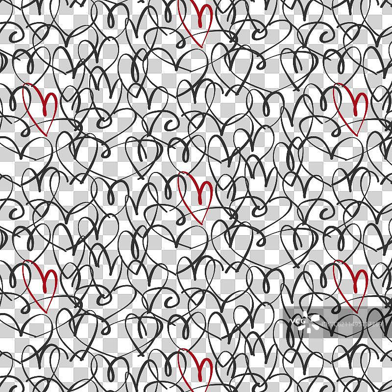 白色背景上的涂鸦爱心图案图片素材