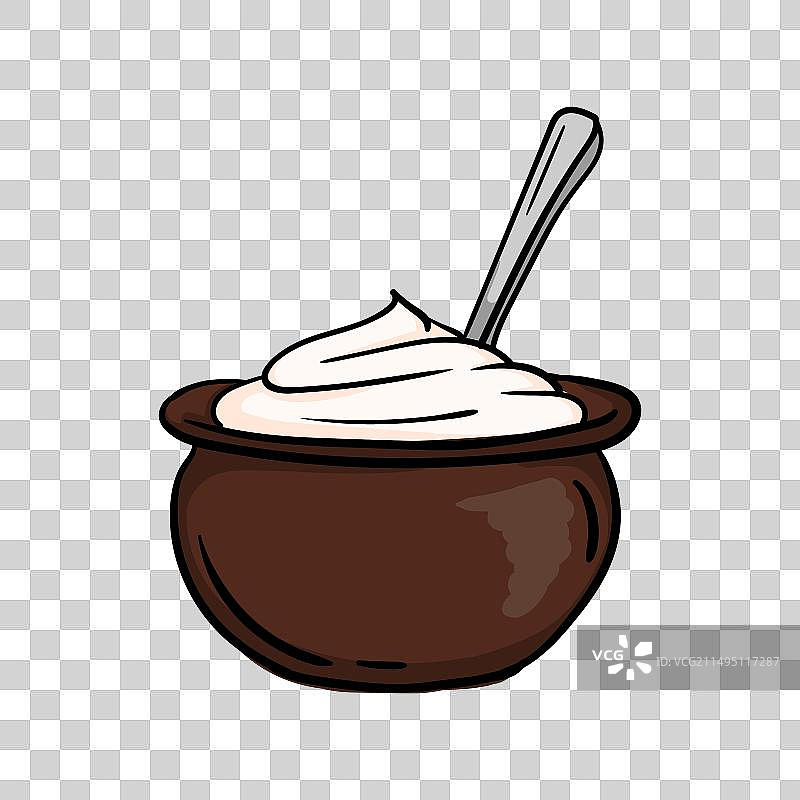 盛满酸奶油的陶罐图片素材