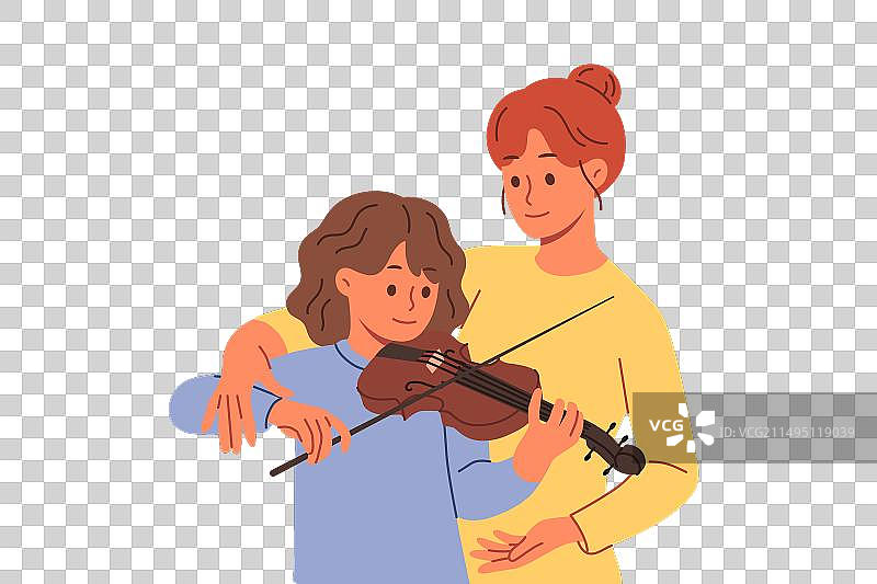 青少年女孩学习拉小提琴图片素材