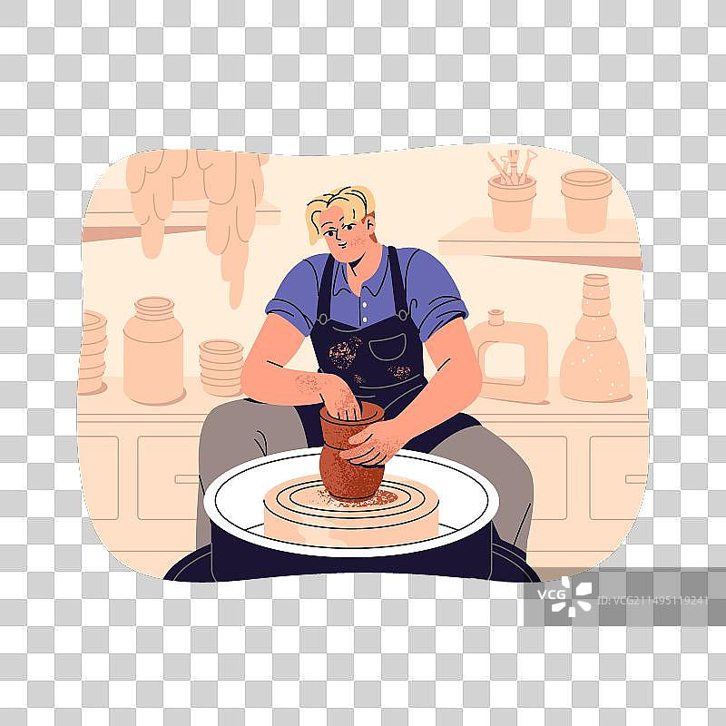 陶艺师在工作室制作陶器图片素材