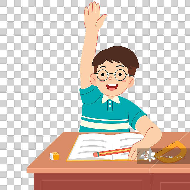 坐在教室里学习的男孩图片素材