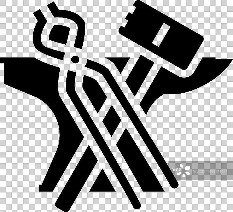 手工锻造的铁匠字形图标图片素材