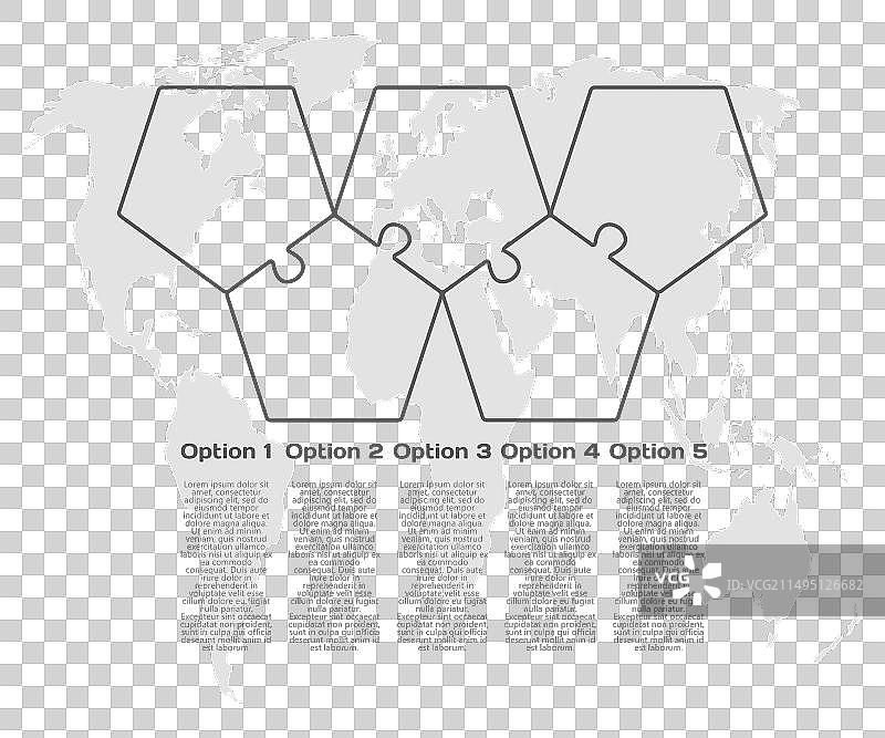 五片拼图组成的五边形信息图表流程图片素材