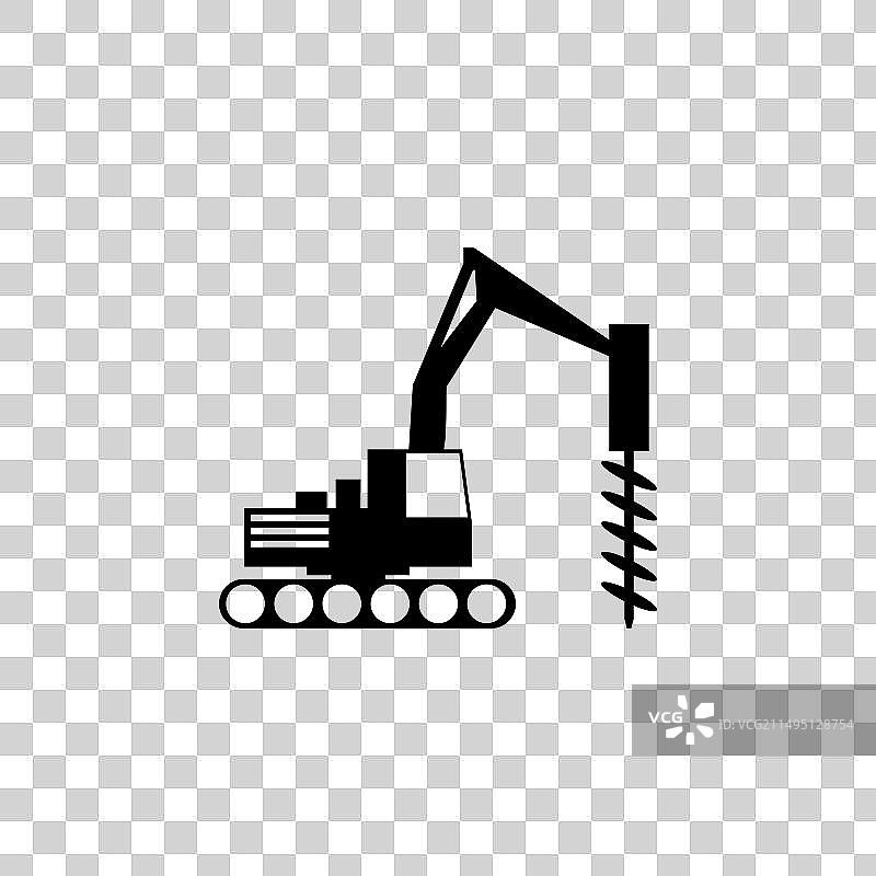 钻井卡车扁平风格图标图片素材