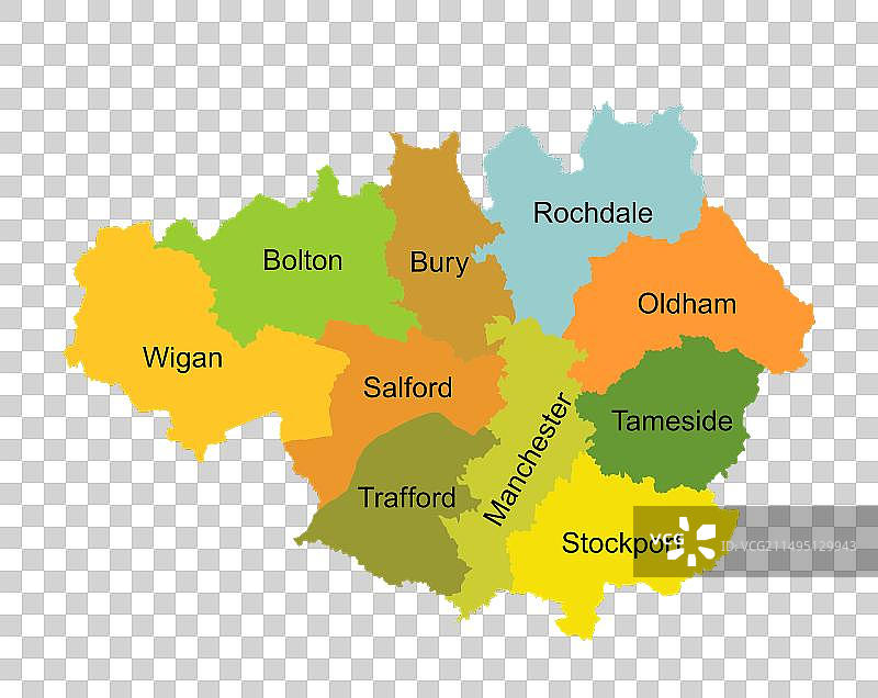 大曼彻斯特地图轮廓图片素材