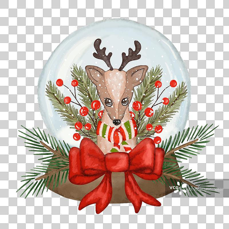 水彩雪景球玻璃球摇摇乐图片素材