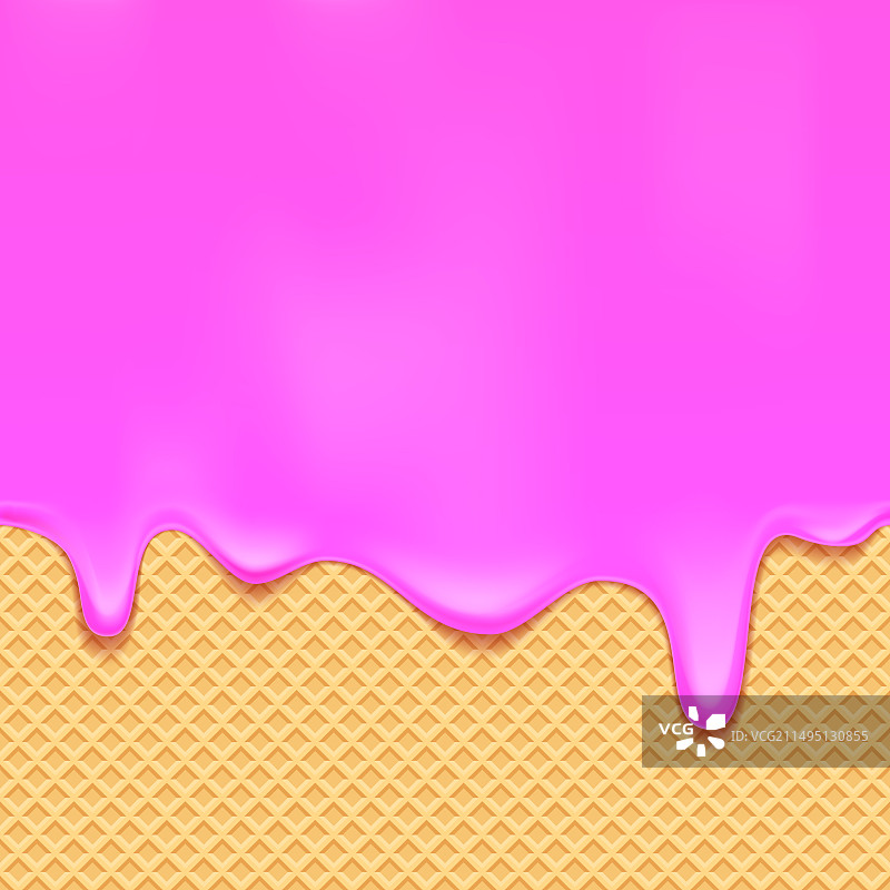 华夫饼背景上的融化冰淇淋图片素材