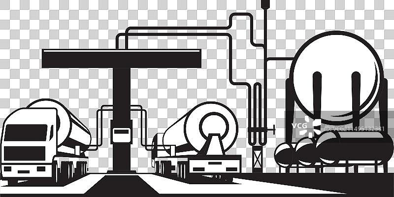液化天然气卡车装载站图片素材