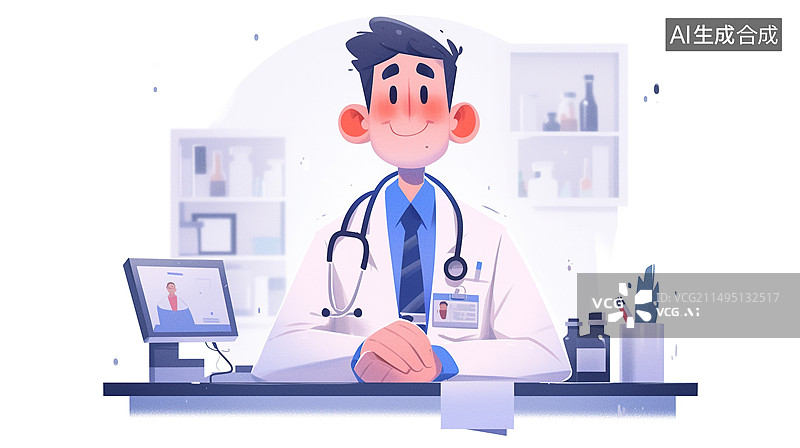 【AI数字艺术】医生医疗插画图片素材