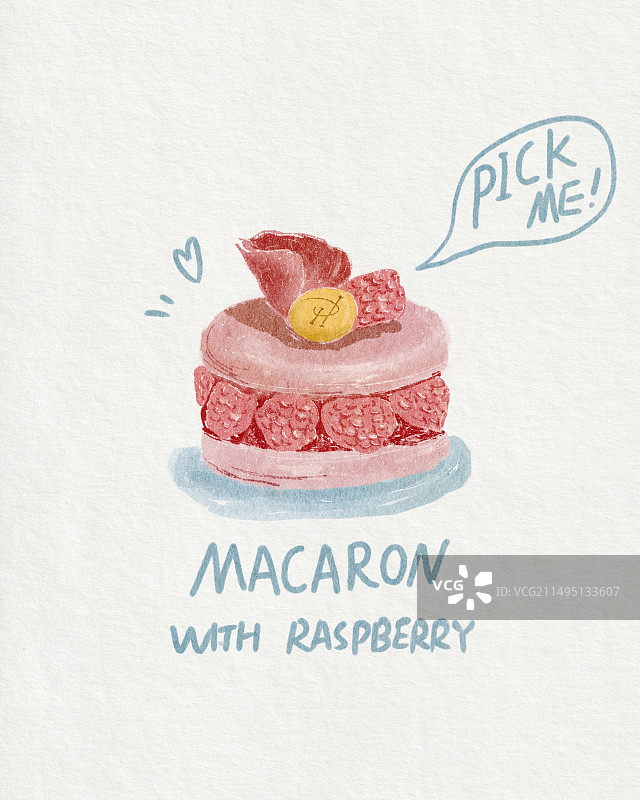 一枚可爱的粉色的树莓甜点图片素材