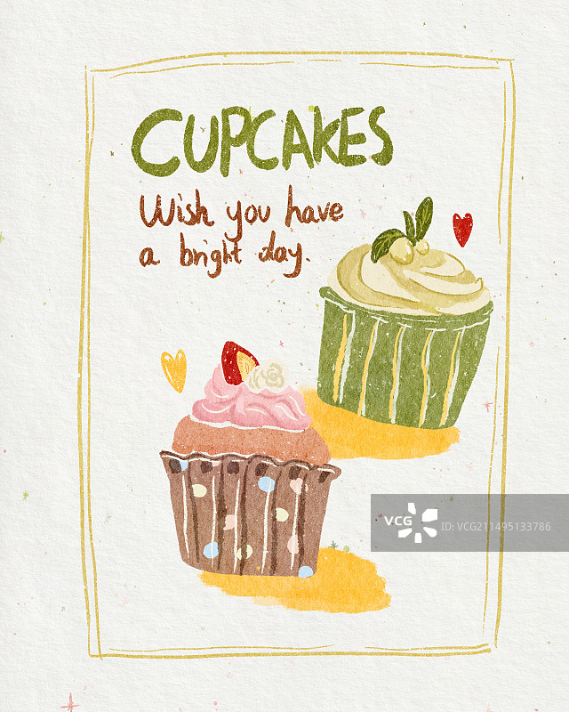 纸杯蛋糕手绘菜单图片素材