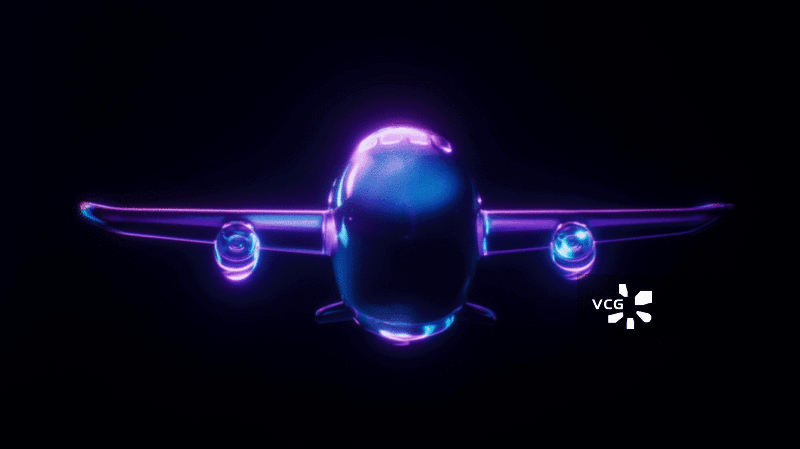 飞机与霓虹灯光效果循环动画3D渲染图片素材