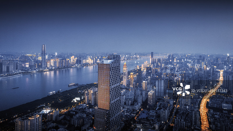 武汉市江岸区夜景航拍图片素材