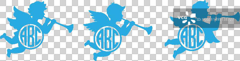 带姓名首字母组合的儿童天使图案图片素材