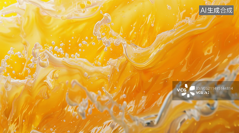 【AI数字艺术】橙汁柠檬加冰块溅起的水花图片素材