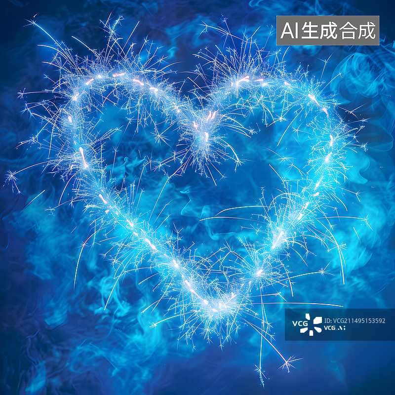 【AI数字艺术】AIGC:爱心形状光效果 情人节背景插图图片素材