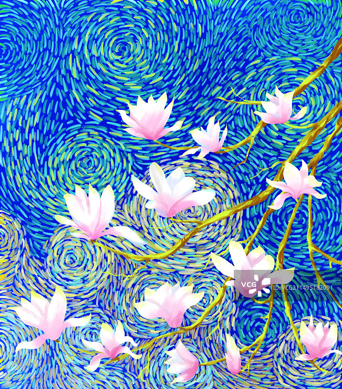 梵高风格插画图片素材