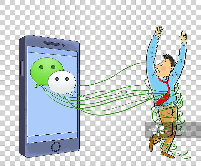 手机里的微信工作群，下班后还要加班的白领图片素材