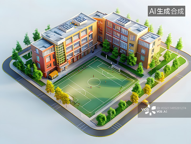 【AI数字艺术】学校全貌图标图片素材