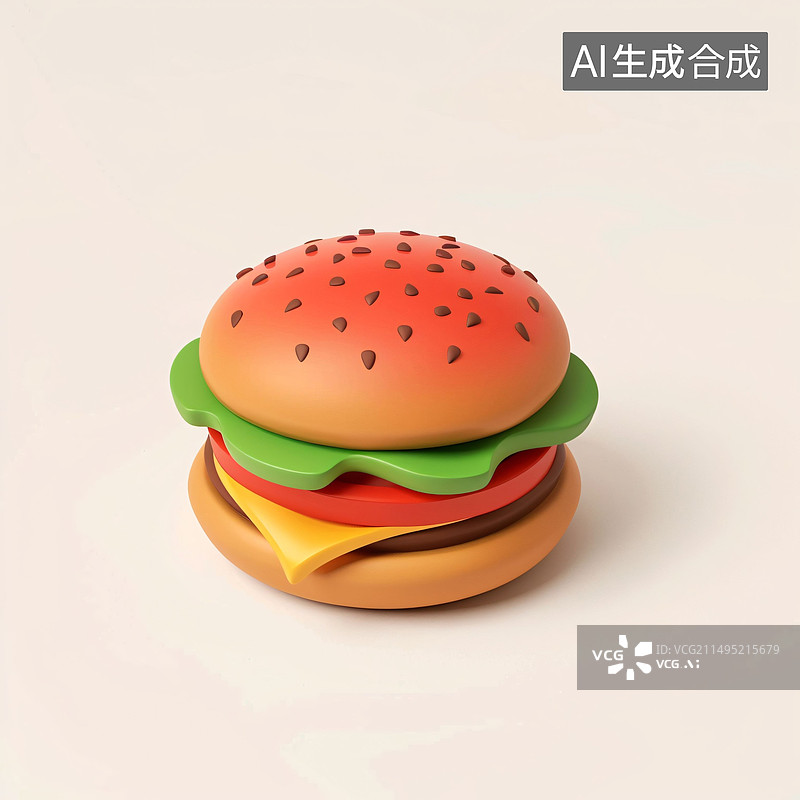 【AI数字艺术】汉堡包美食3D图标健康美食概念插图图片素材