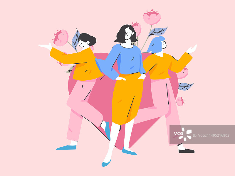 3.12国际妇女节职业女性扁平人物矢量概念运营手绘插画图片素材