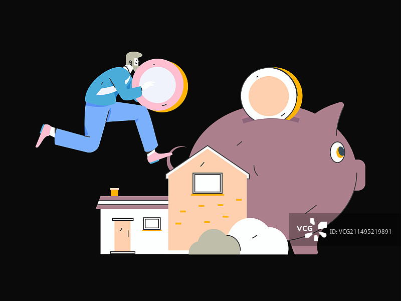 住房贷款扁平矢量概念运营插画图片素材