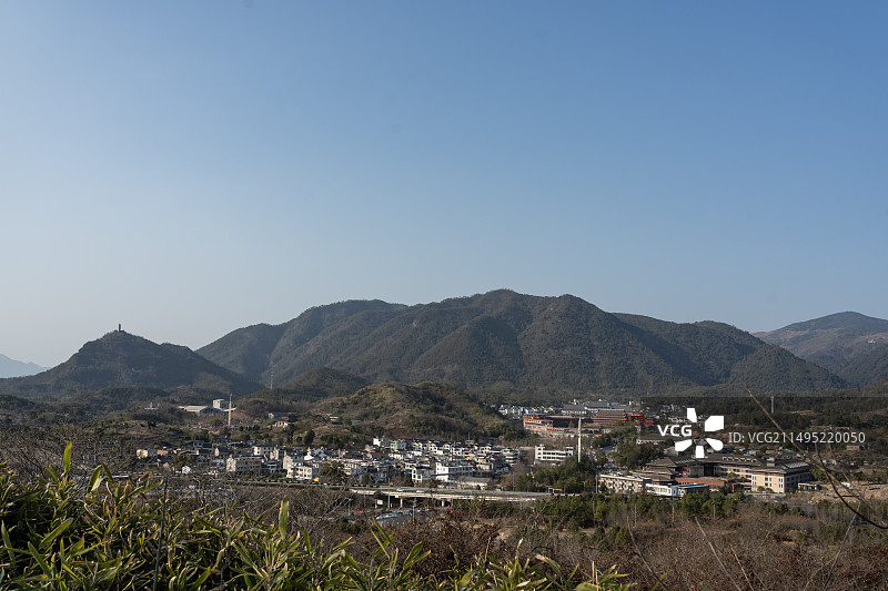 浙江天台县赤城山与佛教城图片素材