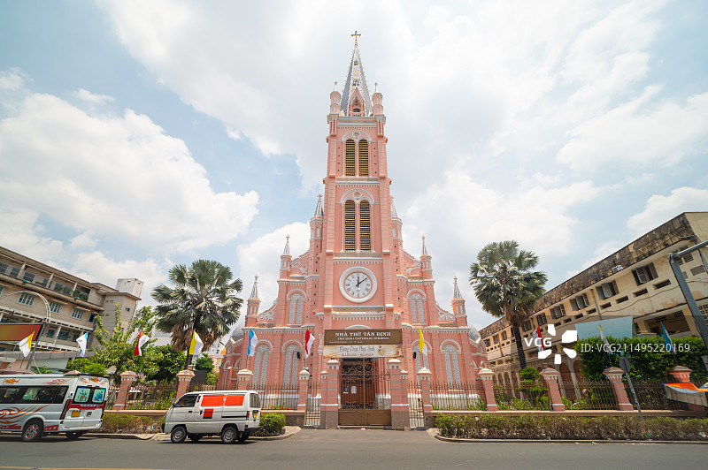 越南胡志明市Tan Dinh粉色教堂图片素材