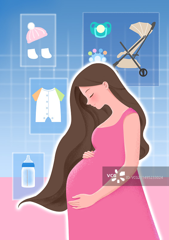 线上母婴商品插画图片素材