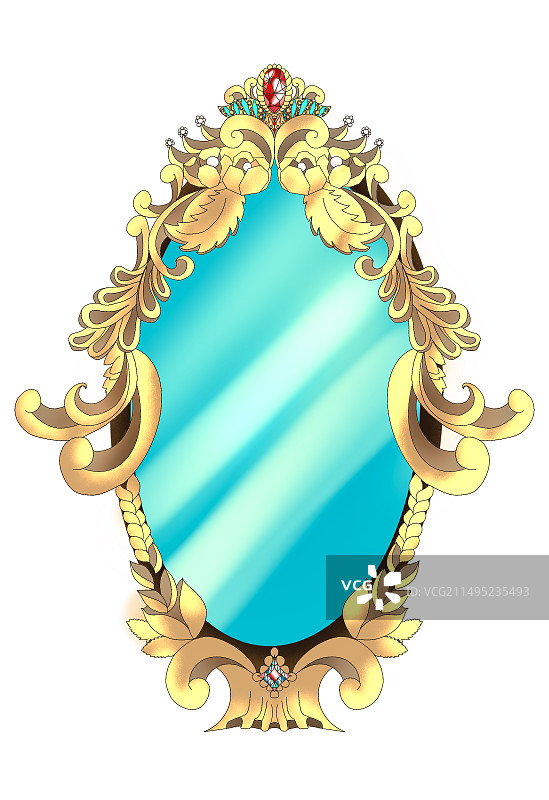 卡通童话古典镜子插画图片素材