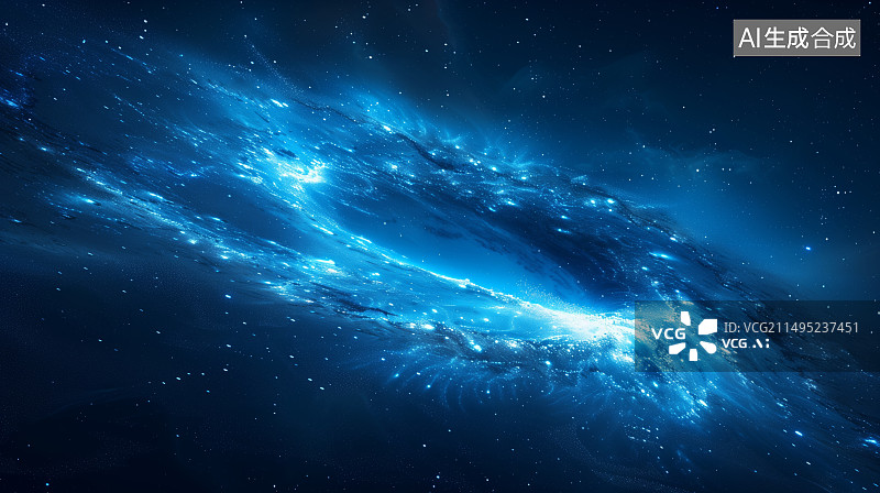 【AI数字艺术】蓝色粒子漩涡图片素材