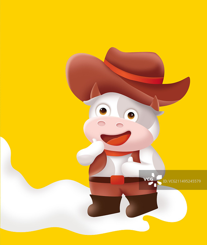 奶牛牛仔卡通形象图片素材