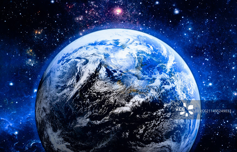 鸟瞰浩瀚宇宙中的地球图片素材