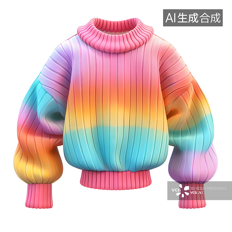 【AI数字艺术】3D渲染彩色的毛衣外套元素图片素材