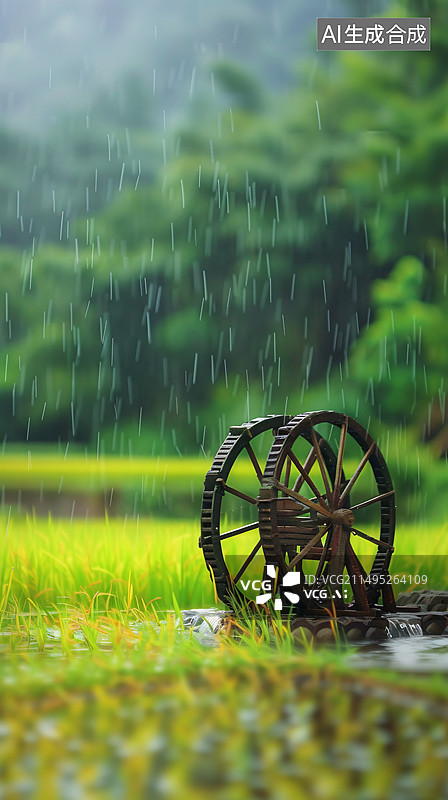 【AI数字艺术】二十四节气小满水车图片素材