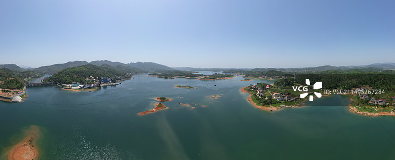 水府庙水库高角度航拍图片素材