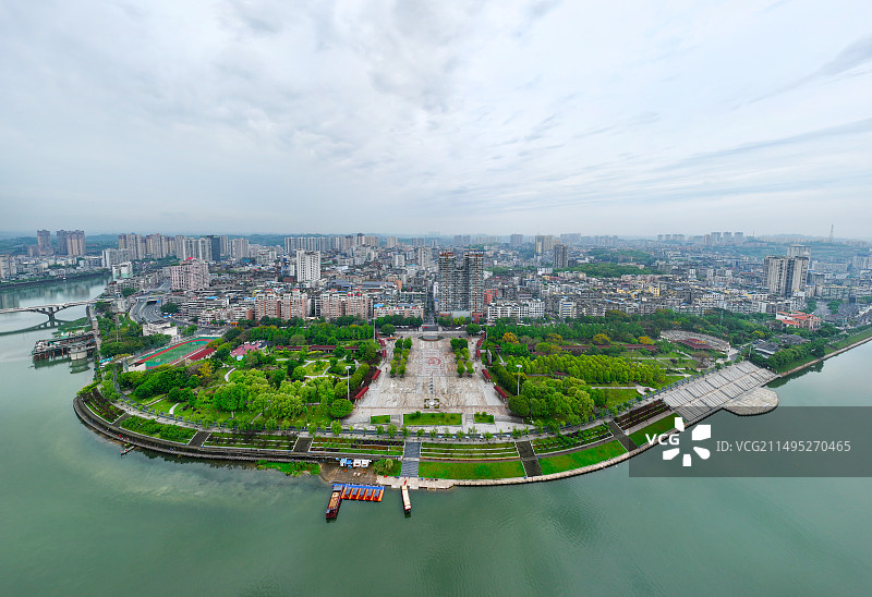 四川省内江市大千园张大千纪念馆大洲广场北渡码头航拍图片素材