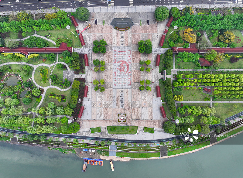 四川省内江市大千园张大千纪念馆大洲广场北渡码头航拍图片素材