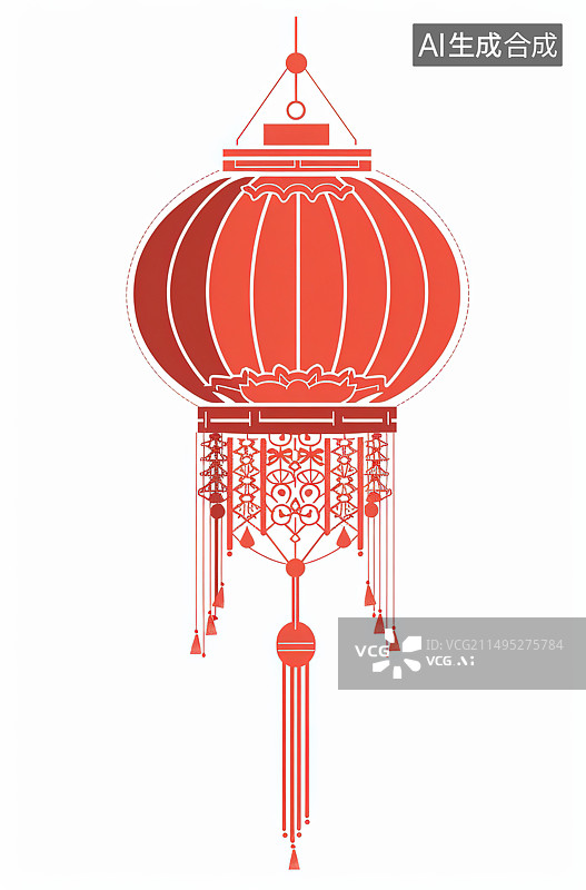 【AI数字艺术】白色背景上的红色灯笼图片素材