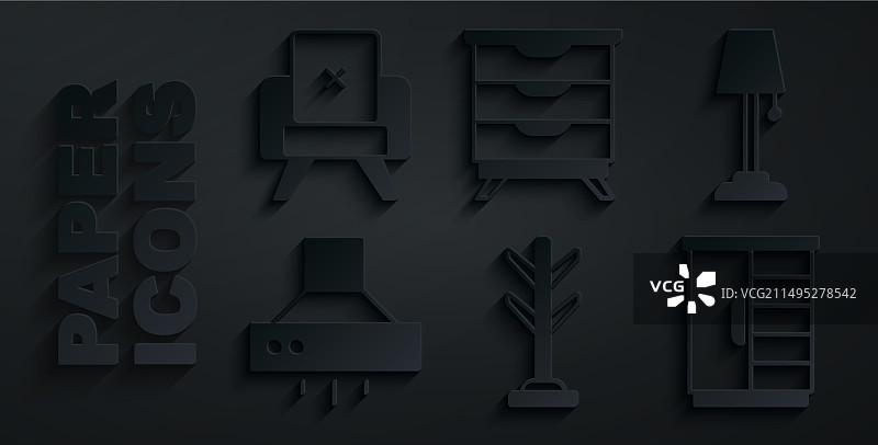 衣帽架、落地灯、厨房抽油烟机图片素材