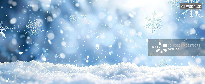 【AI数字艺术】降雪时的雪的特写镜头图片素材