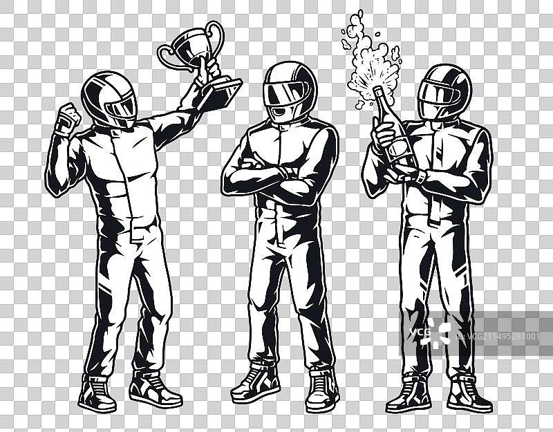 赛车单色元素套装图片素材