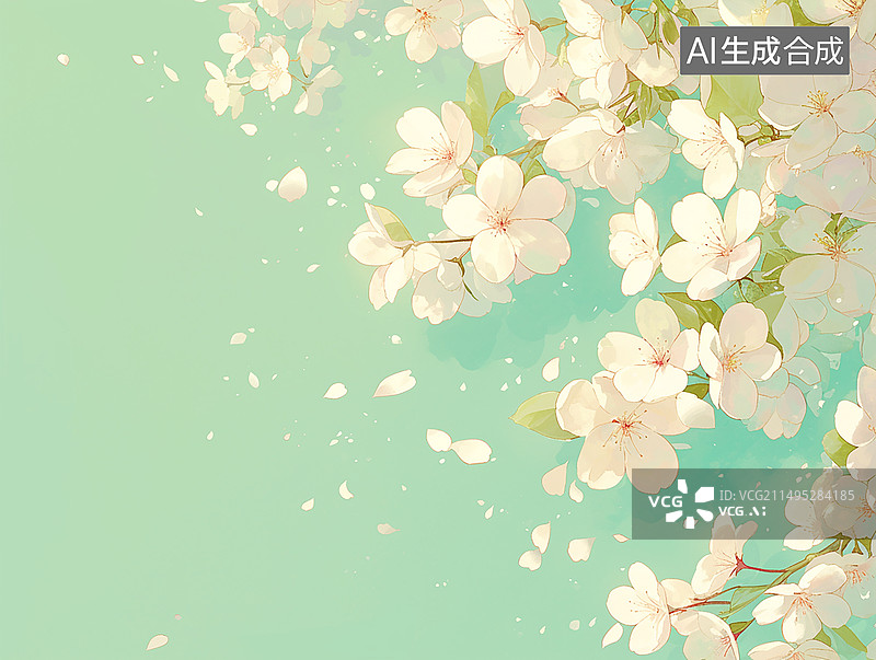 【AI数字艺术】梨花插画图片素材