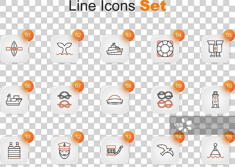 漂浮浮标、海鸥线条组合图片素材
