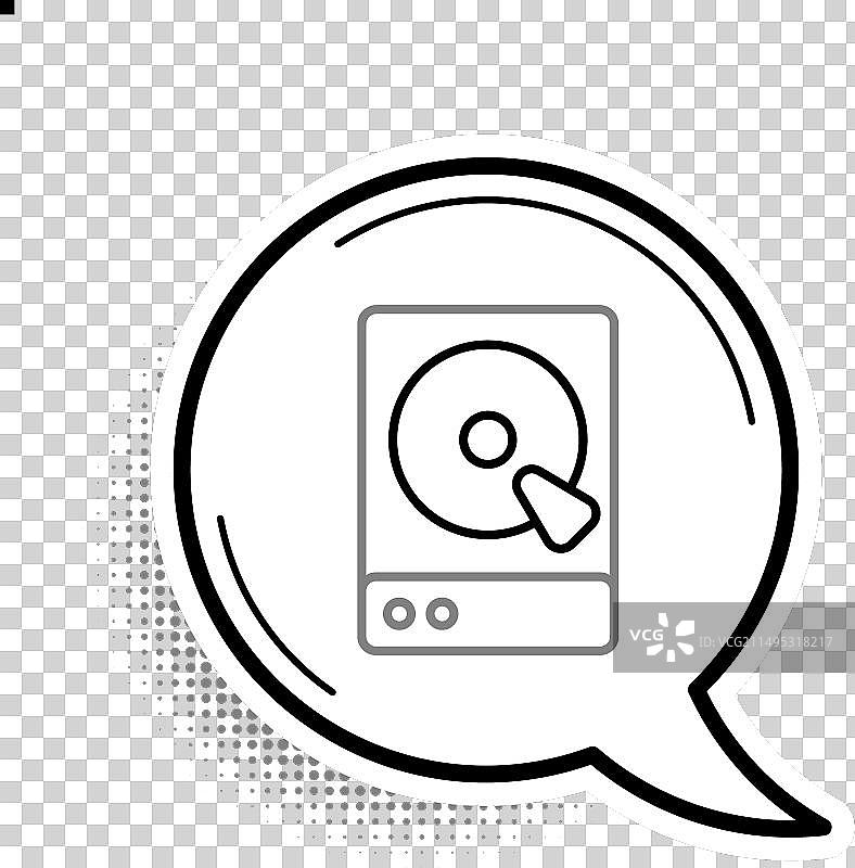 灰色背景上的硬盘驱动器线性图标图片素材