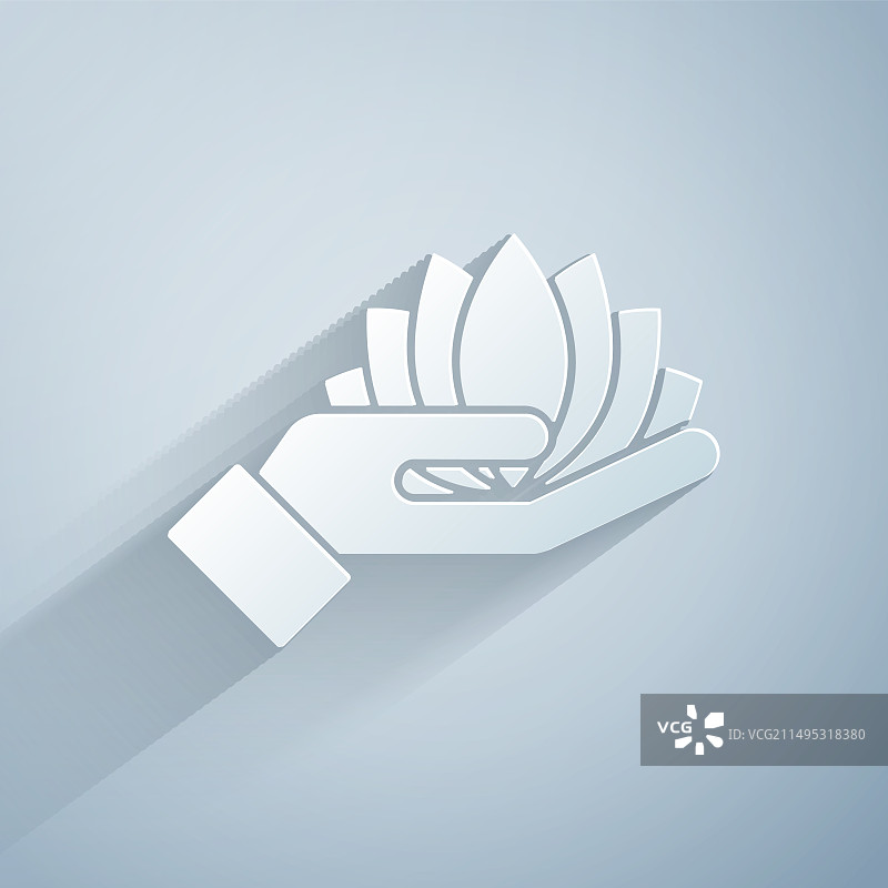 灰色背景上的剪纸莲花图标图片素材